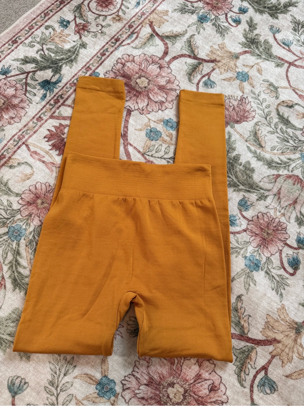 New Mix Ribbed Leggings - Mustard Yellow